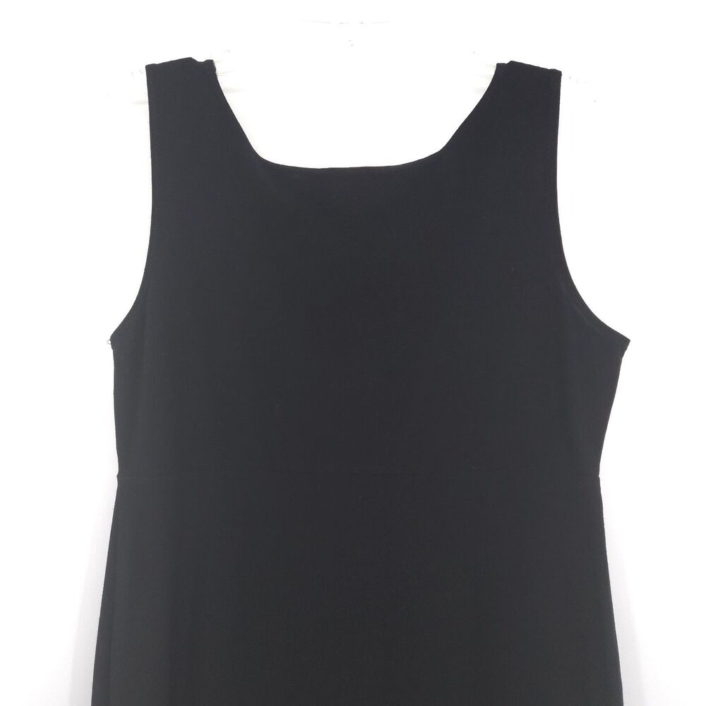 Eileen Fisher Black Crepe midi Dress Size M empire faux wrap sleeveless stretch - Picture 8 of 8